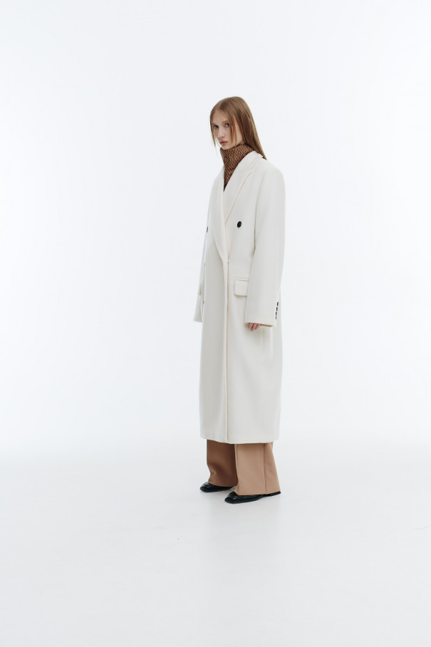 Пальто двубортное оверсайз , молочный, арт. FR028FW22WOCRM купить в интернет-магазине