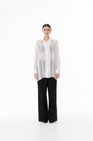Шелковая блуза с длинным рукавом , Белый, арт. FR22FW1B03W600W купить в интернет-магазине