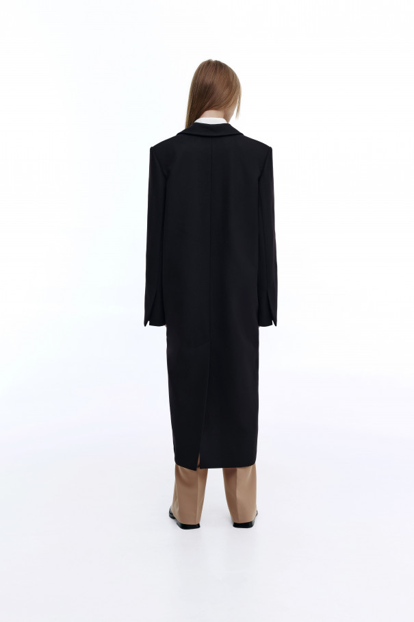Пальто двубортное оверсайз , чёрный, арт. FR028FW22WOBLCK купить в интернет-магазине
