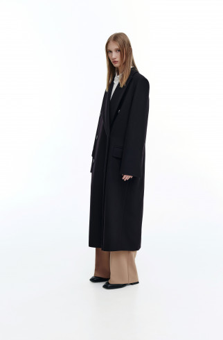 Пальто двубортное оверсайз , Чёрный, арт. FR028FW22WOBLCK купить в интернет-магазине